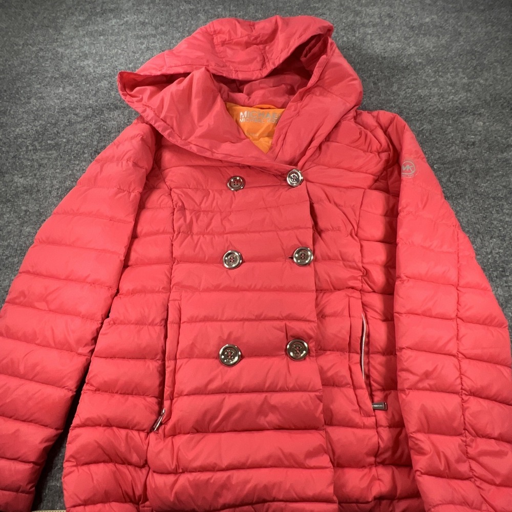 Michael Kors Pink Double Breasted Hooded Puffer Jacket - Women's Small
